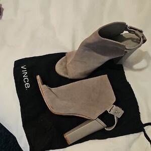 Vince. Gray Heeled Boot Suede Sz 9.5